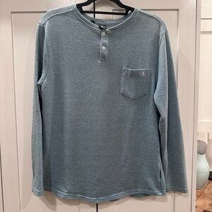 VOLCOM KNIT TURQUOISE MARLED TOP SIZE MEDIUM  MENS